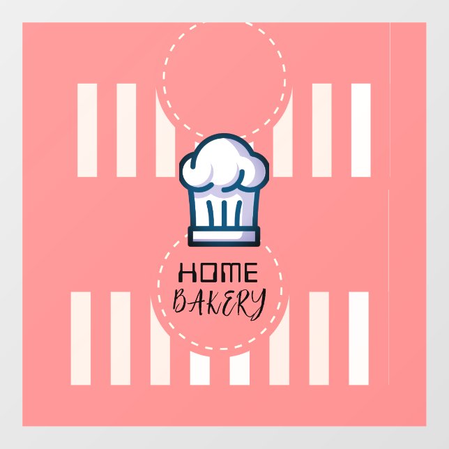 Pink Pastel Cute Simple Home Bakery Logo Window Cling (Sheet)