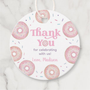 Pink Pastel Donut Birthday Thank You Favour Tags