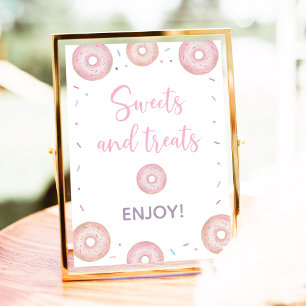 Pink Pastel Donut Sweet Treats Birthday Sign