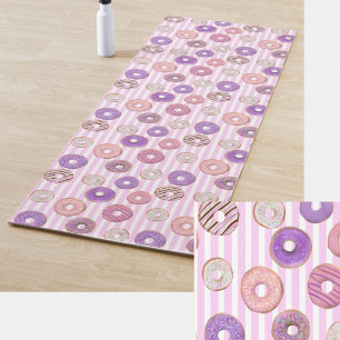 Pink pastel doughnut illustration colourful yoga mat