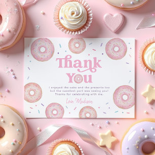 Pink Pastel Doughnut Sprinkle Birthday Thank You Card