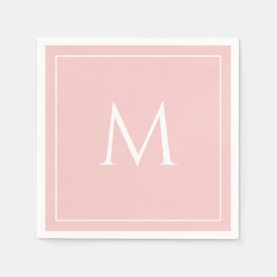 Pink pastel elegant monogram initial napkin