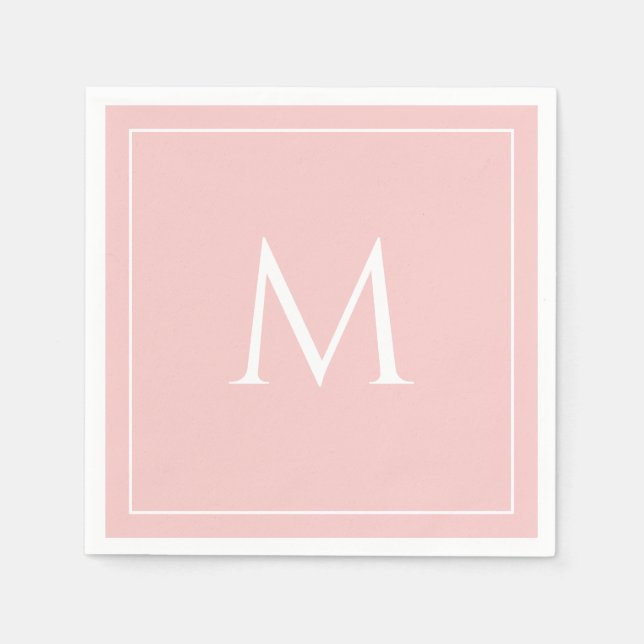 Pink pastel elegant monogram initial napkin (Front)