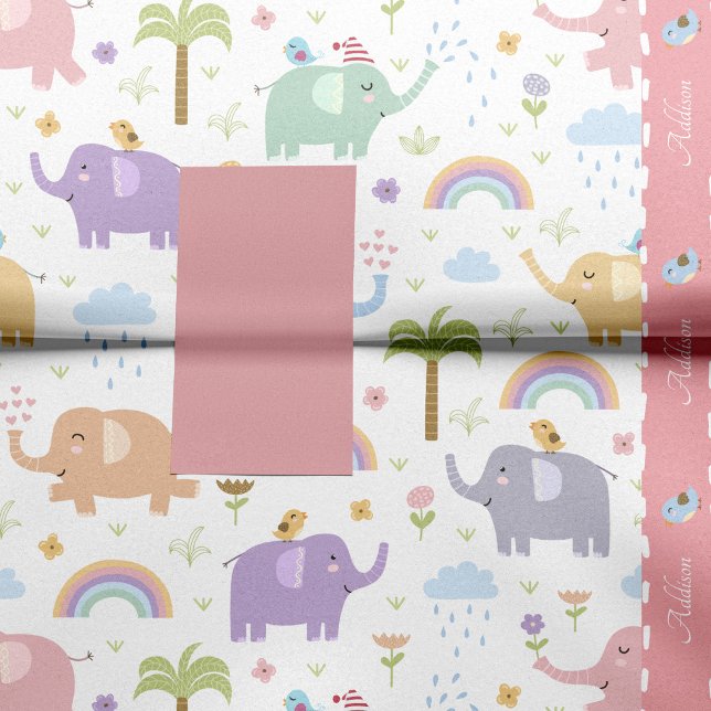 Pink Pastel Elephant Pattern for Little Girl Party Tissue Paper (Creator Uploaded)