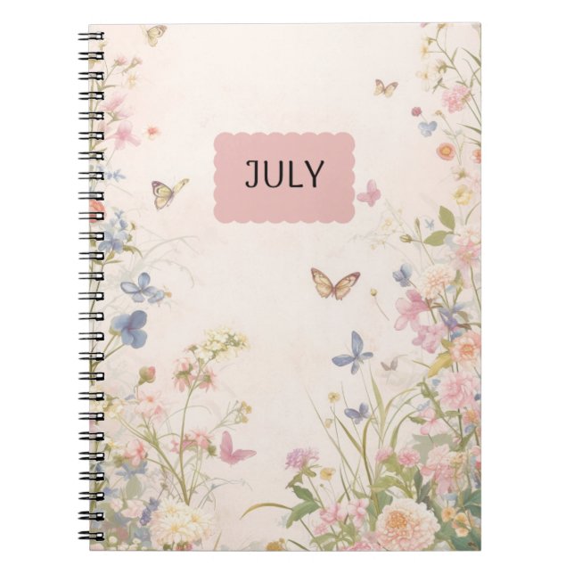 Pink Pastel Floral' notebook (Front)