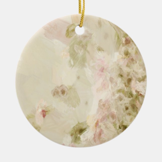 Pink Pastel Flowers Ceramic Tree Decoration (Front)