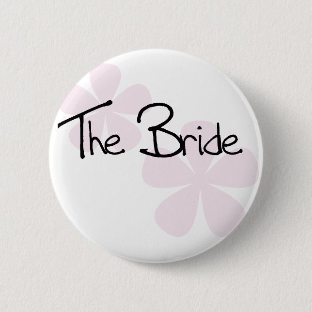 Pink Pastel Flowers The Bride 6 Cm Round Badge (Front)