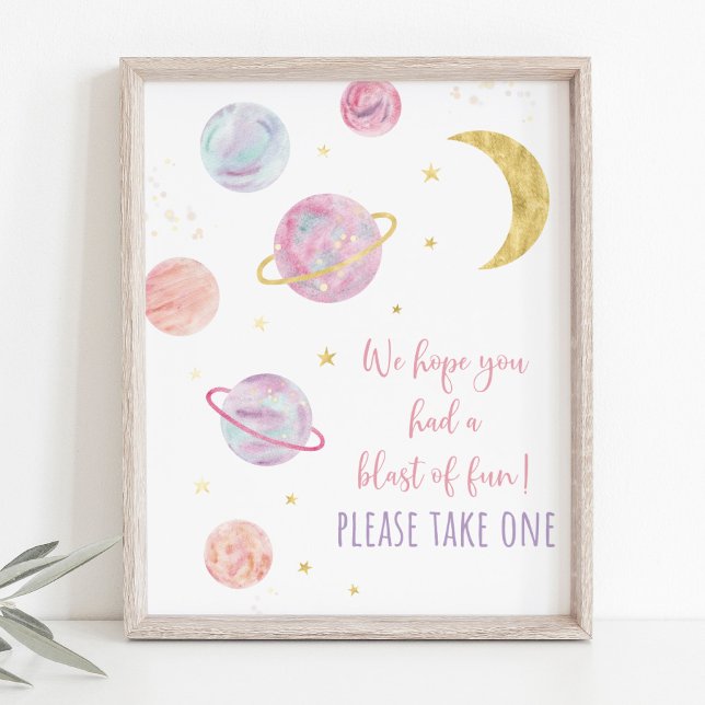 Pink Pastel Galaxy Space Birthday Favour Sign (Creator Uploaded)