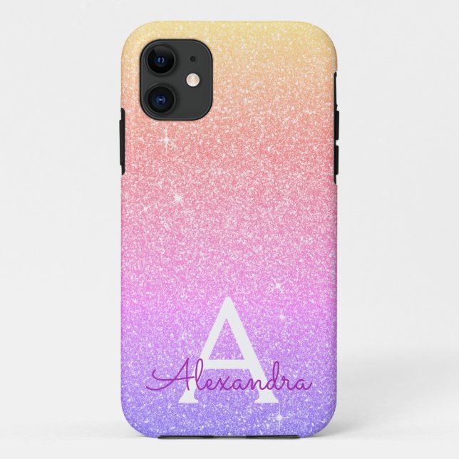 Pink Pastel Glitter and Sparkle Monogram Case-Mate iPhone Case (Back)