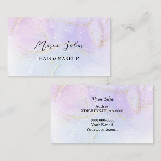 Pink pastel glitter gold  watercolor Business Card (Front/Back)