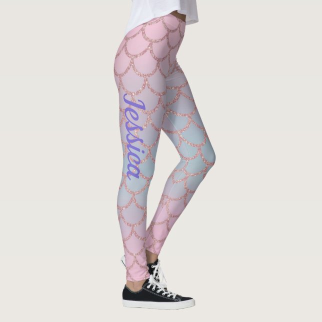 Pink Pastel Glittery Mermaid Tail Leggings (Right)