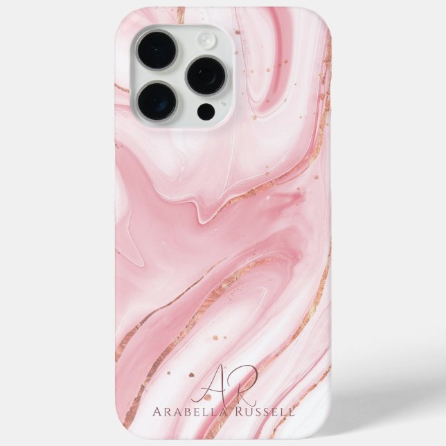 Pink Pastel Gold Glitter Marble Customisable Case-Mate iPhone Case (Back)