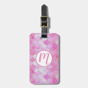 Pink Pastel & Gold Shimmer Mermaid Scale Pattern Luggage Tag