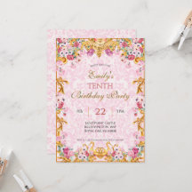 Pink Pastel Gold Tenth Baroque Rococo Birthday