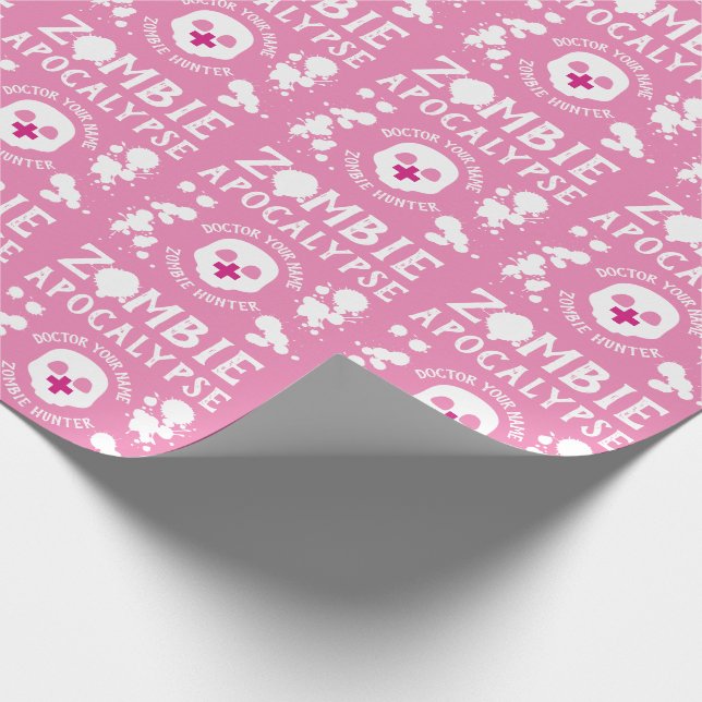 Pink Pastel Goth Zombie Apocalypse Personalised Wrapping Paper (Corner)