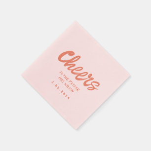 Pink Pastel Handwriting Retro Bridal ShowerNapkins Napkin