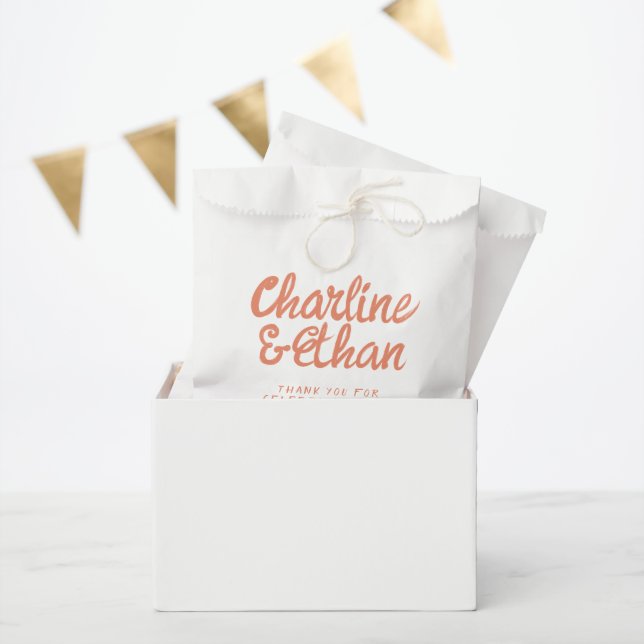 Pink Pastel Handwriting Retro Wedding Favour Bags (Party)