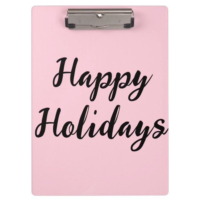 Pink pastel happy holidays Christmas simple stylis Clipboard (Front)
