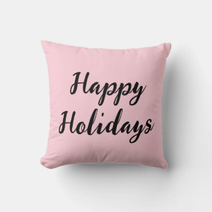 Pink pastel happy holidays Christmas simple stylis Cushion
