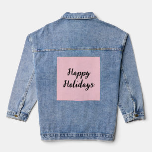 Pink pastel happy holidays Christmas simple stylis Denim Jacket