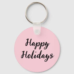 Pink pastel happy holidays Christmas simple stylis Key Ring
