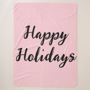 Pink pastel happy holidays Christmas simple stylis Sherpa Blanket