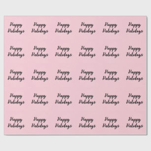 Pink pastel happy holidays Christmas simple stylis Wrapping Paper
