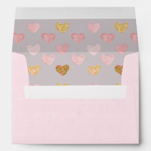 Pink Pastel Heart Lined Custom Envelope
