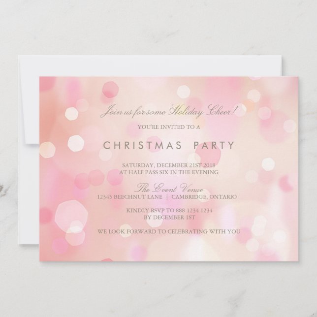 Pink Pastel Lights Christmas Party Invitation (Front)
