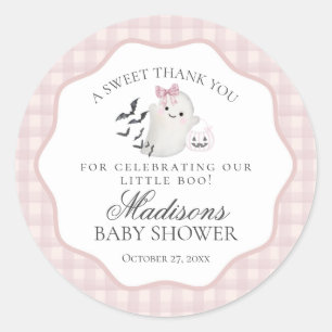 Pink Pastel Little Boo Ghost Baby Shower Favor Classic Round Sticker