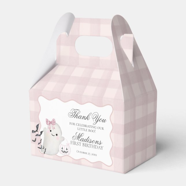 Pink Pastel Little Boo Ghost Birthday Favours Gabl Favour Box (Front Side)