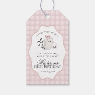 Pink Pastel Little Boo Ghost Birthday Party Favors Gift Tags
