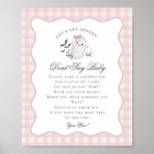 Pink Pastel Little Boo Ghost Dont Say Baby Game Poster