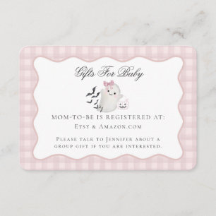 Pink Pastel Little Boo Ghost Registry Card Insert