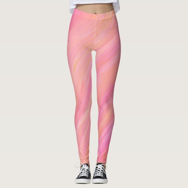 Pink pastel melange painted Leggings (Front)