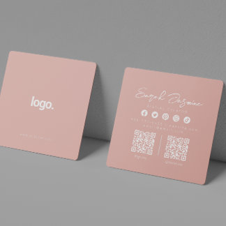 Pink Pastel Minimalist Modern Influencer Scannable Square Business Card