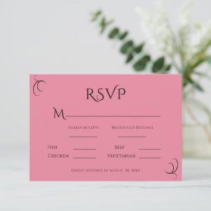 Pink Pastel Modern Wedding RSVP Card