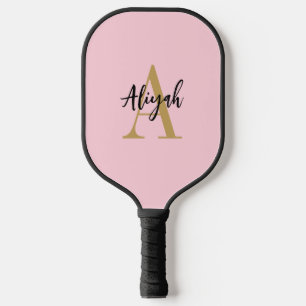Pink Pastel Monogram Script Name Custom Pickleball Paddle