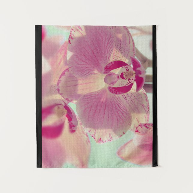 Pink pastel orchid flower floral close up tapestry (Front)