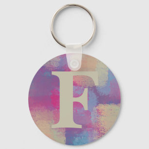Pink Pastel Patchwork Initial Key Ring