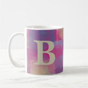 Pink Pastel Patchwork Monogram Coffee Mug
