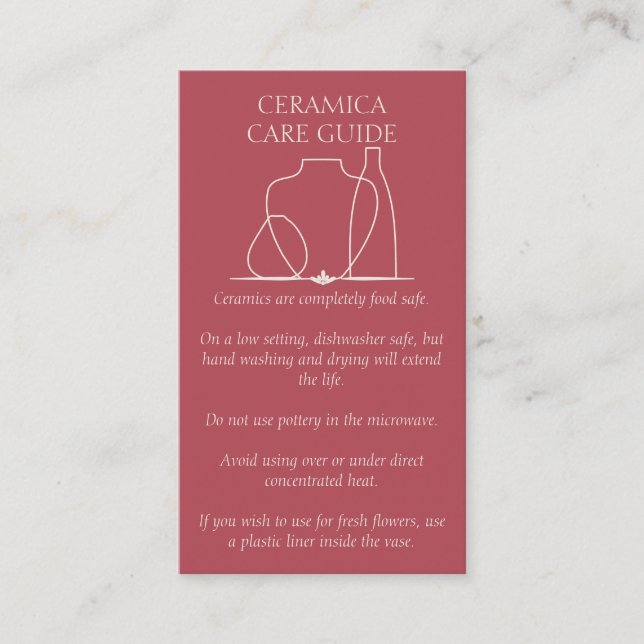 Pink Pastel Pottery Vase Ceramic Clay Instructions Business Card (Front)