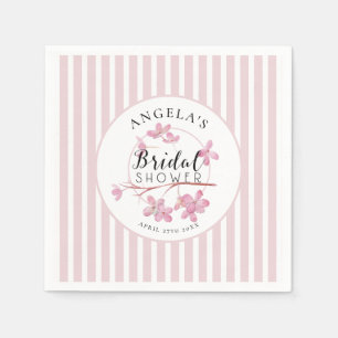 Pink Pastel Primrose Stripes Bridal Shower Napkin