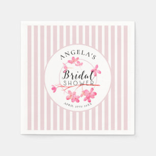Pink Pastel Primrose Stripes Bridal Shower Napkin