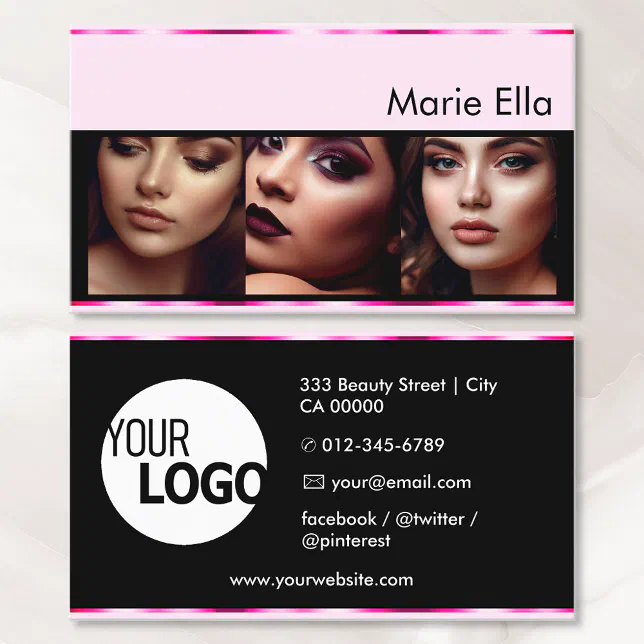 Pink Card Labels Pink Pastel Product Labels with Logo Photos Clean Business Card | Zazzle