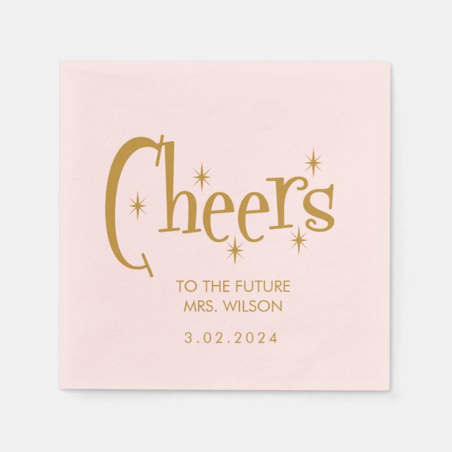 Pink Pastel  Retro Bridal Shower Napkin (Front)