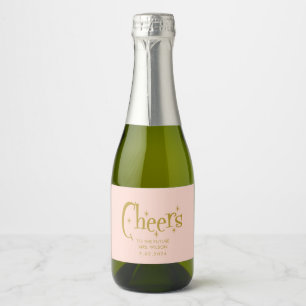 Pink Pastel  Retro Bridal Shower Sparkling Wine Label