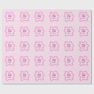 Pink pastel retro wedding border frame name date wrapping paper