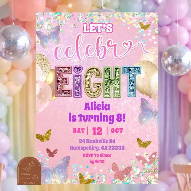 Pink Pastel Sequin Glitter Celebreight Birthday Invitation (Creator Uploaded)
