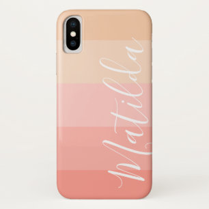 Pink Pastel Skin Ombre Stripe Personalised Name iPhone X Case